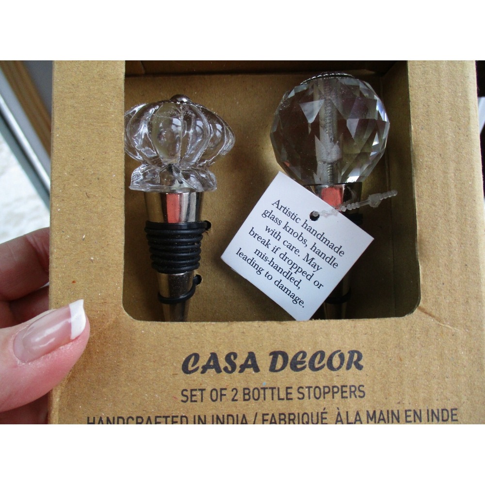 Artistic Glass Knob Bottle Stoppers Set of 2